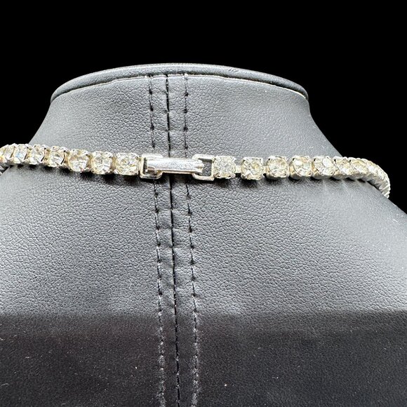 Vintage Statement Necklace Clear Rhinestones - Picture 8 of 8
